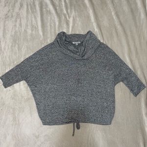 Gray Henley Cowl Neck Sweater